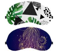Eslifey Augenmasken mit schönem Pfauenmuster, Augen-Schlafschutz, mit verstellbarem Riemen, zum Schlafen und Reisen, 2 Stück