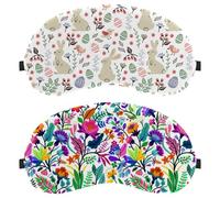 Eslifey Augenmasken, verdunkelnd, bunte Blumen und tropische Blätter, Blumenmuster, Augen-Schlafschutz, mit verstellbarem Riemen, zum Schlafen und Reisen, 2 Stück
