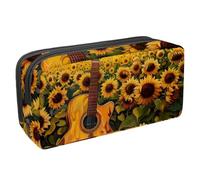 Eslifey Federmäppchen, Sonnenblumenfeld-Gitarre, großes Fassungsvermögen, Federmäppchen, Schreibwaren, Stiftetasche, Mehrfarbig 7, 2.3x8.2x3.9in/6x21x10cm, Kosmetikkoffer