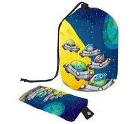 Eslifey Große Make-up-Tasche mit Kordelzug, Muschel, Seestern, Meereslebewesen, Reise-Kosmetiktasche, tragbare Make-up-Organizer-Tasche, Mehrfarbig 9, 9.9x6.9in/25.2x17.6cm