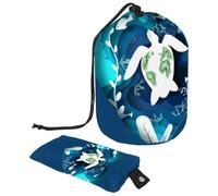 Eslifey Große Make-up-Tasche mit Kordelzug, Seestern-Muschel-Muster, Reise-Kosmetiktasche, tragbare Make-up-Tasche, Mehrfarbig 8, 9.9x6.9in/25.2x17.6cm