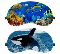 Eslifey Orca Killer-Augenmasken, verdunkelnd, Wal, Fisch, Ozean, Augenschutz, mit verstellbarem Riemen, zum Schlafen und Reisen, 2 Stück