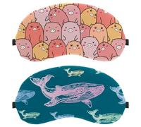 Eslifey Schlafmaske, 2 Stück, Motiv: Wal, bunte Tiere, Meeresleben, Augenbinde, Schlafmaske, Augenschutz, für Männer und Frauen, Flugzeug, Reisen