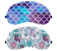 Eslifey Schlafmaske, 2 Stück, Weihnachtstiere, Alpaka, Faultier, Dinosaurier, Flamingo-Muster, Augenbinde, Schlafmaske, Augenschutz, Abdeckung für Männer und Frauen, Flugzeug, Reisen