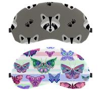 Eslifey Schlafmaske, abstrakte bunte Schmetterlinge, gestreiftes Muster, Augenbinde, Schlafmaske, Augenschutz, für Männer und Frauen, Flugzeug, Reisen, 2 Stück