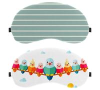 Eslifey Schlafmaske, Augenmaske, buntes Vogel-Design, Augenbinde, Schlafmaske, Augenschutz, für Männer und Frauen, Flugzeug, Reisen, 2 Stück