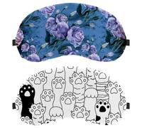 Eslifey Schlafmaske, Augenmaske, Katze, Kätzchen, Hund, Pfotenabdruck, Muster, Augenbinde, Schlafmaske, Augenschutz, für Männer und Frauen, Flugzeug, Reisen, 2 Stück