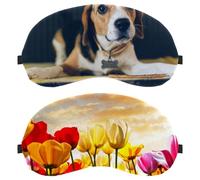 Eslifey Schlafmaske, Augenmaske, schöne Tulpen, Blumen, Sonnenuntergang, Landschaft, Augenbinde, Schlafmaske, Augenschutz, Abdeckung für Männer und Frauen, Flugzeug, Reisen, 2 Stück