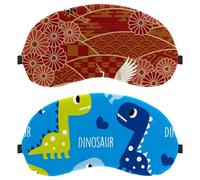 Eslifey Schlafmaske, Dinosaurier-Blau, niedliche Augenbinde, Schlafmaske, Augenschattenabdeckung für Männer und Frauen, Flugzeug, Reisen, 2 Stück