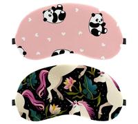 Eslifey Schlafmaske, Einhorn- und Blumenblätter, Graffiti-Muster, Augenbinde, Schlafmaske, Augenschutz, für Männer und Frauen, Flugzeug, Reisen, 2 Stück