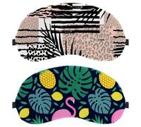 Eslifey Schlafmaske, Flamingo, tropische Monstera-Blätter, Augenbinde, Schlafmaske, Augenschutz, für Männer und Frauen, Flugzeug, Reisen, 2 Stück