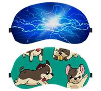 Eslifey Schlafmaske, handgezeichnete, schöne Mops-Hunde-Augenbinde, Schlafmaske, Augenschattenabdeckung für Männer und Frauen, Flugzeug, Reisen, 2 Stück