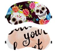 Eslifey Schlafmaske, Herz-Schriftzug, inspirierende Augenbinde, Schlafmaske, Augenschattenabdeckung für Männer und Frauen, Flugzeug, Reisen, 2 Stück