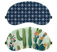 Eslifey Schlafmaske, Kaktus, grüne Pflanze, Augenbinde, Schlafmaske, Augenschattenabdeckung für Männer und Frauen, Flugzeug, Reisen, 2 Stück