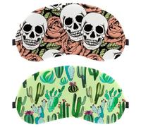 Eslifey Schlafmaske, Kaktus, grüne Pflanzen, Augenbinde, Schlafmaske, Augenschutz, für Männer und Frauen, Flugzeug, Reisen, 2 Stück