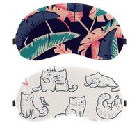 Eslifey Schlafmaske, lustige Cartoon-Kätzchen-Augenbinde, Schlafmaske, Augenschutz, für Männer und Frauen, Flugzeug, Reisen, 2 Stück