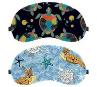 Eslifey Schlafmaske, Meeresschildkröten, Augenbinde, Schlafmaske, Augenschutz, für Männer und Frauen, Flugzeug, Reisen, 2 Stück