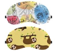 Eslifey Schlafmaske, niedliches Faultier, zum Aufhängen am Baum, Schlafmuster, Augenbinde, Schlafmaske, Augenschutz, für Männer und Frauen, Flugzeug, Reisen, 2 Stück