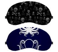 Eslifey Schlafmaske, Oktopus-Augenmaske, Blau und Weiß, 2 Stück