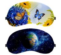 Eslifey Schlafmaske, Planet Erde im Weltraum, Augenbinde, Schlafmaske, Augenschattenabdeckung für Männer und Frauen, Flugzeugreisen, 2 Stück