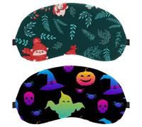 Eslifey Schlafmaske, Regenbogen-Kürbisse, Geister, Happy Halloween, Augenbinde, Schlafmaske, Augenschattenabdeckung für Männer und Frauen, Flugzeug, Reisen, 2 Stück