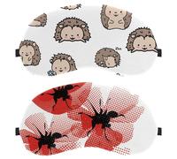 Eslifey Schlafmaske, schöne Mohnblumen, rote Augenbinde, Schlafmaske, Augenschutz, für Männer und Frauen, Flugzeug, Reisen, 2 Stück