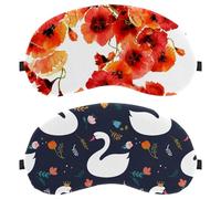 Eslifey Schlafmaske, Schwan, goldene Krone, Blumenmuster, Augenbinde, Schlafmaske, Augenschutz, für Männer und Frauen, Flugzeug, Reisen, 2 Stück