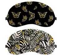Eslifey Schlafmaske, Tier-Zebraherde, Gelb, Schwarz, Weiß, Augenbinde, Schlafmaske, Augenschutz, für Männer und Frauen, Flugzeug, Reisen, 2 Stück