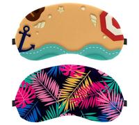 Eslifey Schlafmaske, tropische Blätter, Palmen-Augenbinde, Schlafmaske, Augenschattenabdeckung für Männer und Frauen, Flugzeug, Reisen, 2 Stück