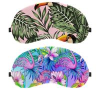 Eslifey Schlafmaske, tropische exotische botanische Flamingo-Palmen, leuchtende Neon-Muster, Augenbinde, Schlafmaske, Augenschutz, für Männer und Frauen, Flugzeug, Reisen, 2 Stück