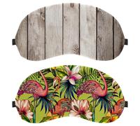Eslifey Schlafmaske, tropische Palmen und Flamingo-Augenbinde, Schlafmaske, Augenschattenabdeckung für Männer und Frauen, Flugzeugreisen, 2 Stück