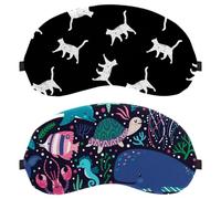 Eslifey Schlafmaske, Unterwasser-Augenmaske, Delfin, Wal, Gelee, Seetang und Korallen, Augenbinde, Schlafmaske, Augenschutz, für Männer und Frauen, Flugzeug, Reisen, 2 Stück