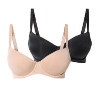 esmara® Damen BH 2er (85D, schwarz/beige) beige 85D