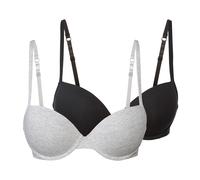 esmara® Damen Bügel BH, 2 Paar (schwarz/grau, 75B) schwarz 75B