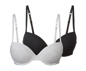 esmara® Damen Bügel BH, 2 Paar (Schwarz/Grau, 85B)