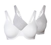 esmara® Damen Bügel BH gemouldet, 2 Stück (90D, hellgrau/weiß) grau 90D