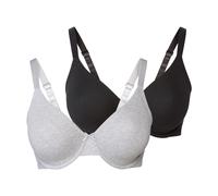 Esmara® Damen Bügel BH gemouldet, 2 Stück (schwarz/hellgrau, 90D)