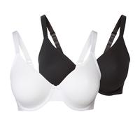 esmara® Damen Bügel BH gemouldet, 2 Stück (Schwarz/weiß, 90D)