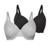 esmara® Damen Bügel BH gemouldet 2er (Schwarz/Grau, 90D)