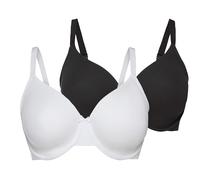 esmara® Damen Bügel BH gemouldet 2er (Schwarz/weiß, 90D)