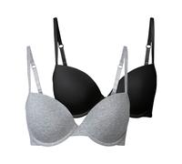 esmara® Damen Bügel BH gepaddet 2er (Schwarz/Grau, 75B) schwarz 75B