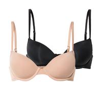 esmara® Damen Bügel BHs 2er Set (80B, schwarz/beige)