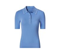esmara® Damen Geripptes Poloshirt (Blau, S(36/38))