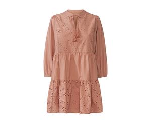 Esmara® Damen Kleid mit Lochstickerei (aprikose, 34)