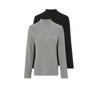 esmara® Damen Langarmshirt Rollkragen (Schwarz/Grau, Xs(32/34)) grau XS(32/34)
