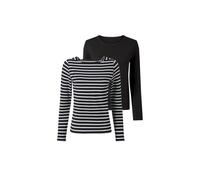 Esmara® Damen Langarmshirts, 2 Stück (Schwarz/weiß, Xs(32/34))