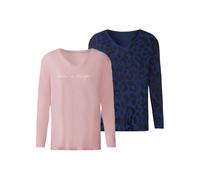 Esmara® Damen Langarmshirts 2er (blau/pink, S(36/38))