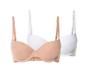 esmara® Damen Push Up BHs 2er Set (80C, beige/weiß)