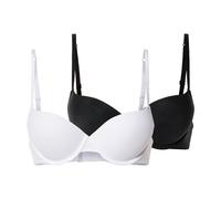 esmara® Damen Push Up BHs 2er Set (Schwarz/weiß, 70A)