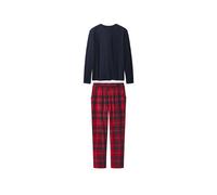 Esmara® Damen Pyjama mit Hose aus Flanell (navy/red, M(40/42))